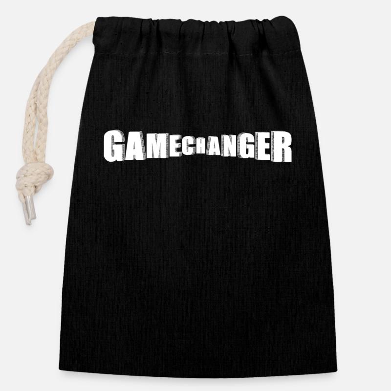 GAMECHANGER - Closable cotton gift bag (14x20cm) - black