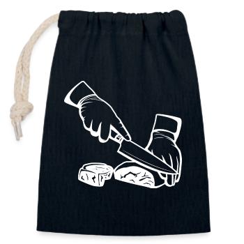 Cutting Meat Sketch - Closable cotton gift bag (14x20cm) - navy - Front