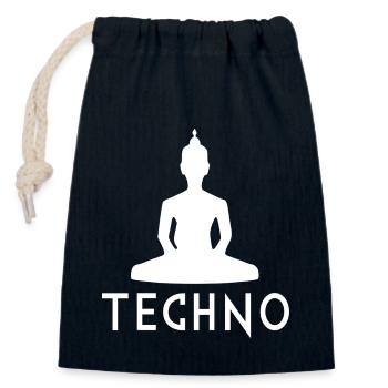 techno music quote - Closable cotton gift bag (14x20cm) - navy - Front