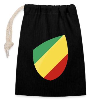 Drapeau Congo - Sac cadeau en coton avec cordon (14 x 20 cm) - noir - Devant