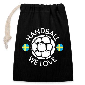 we love handball sweden Team Handballer EM icon - Closable cotton gift bag (14x20cm) - black - Front