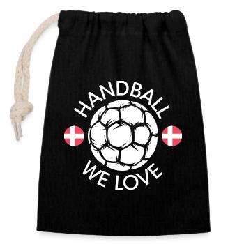 we love handball denmark Sport Logo Team icon - Closable cotton gift bag (14x20cm) - black - Front