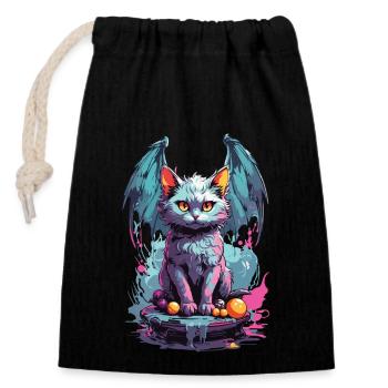 Pastell Goth Katze Dunkle Magie und Miau - Verschließbarer Geschenkbeutel aus Baumwolle (14x20cm) - Schwarz - Vorne