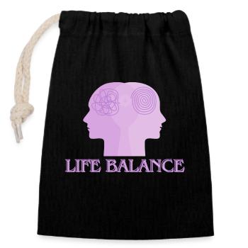 Life balance - Verschließbarer Geschenkbeutel aus Baumwolle (14x20cm) - Schwarz - Vorne