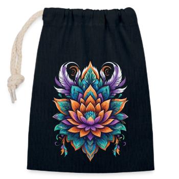 Lebensblume Lotus Spiritualität Design - Verschließbarer Geschenkbeutel aus Baumwolle (14x20cm) - Navy - Vorne