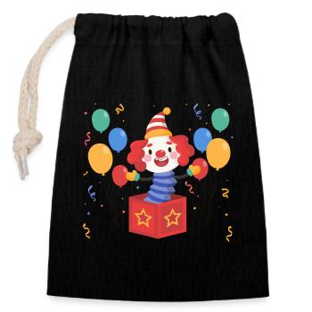 Clown Karneval Fasching Kostüm Umzug Feiern Narr - Verschließbarer Geschenkbeutel aus Baumwolle (14x20cm) - Schwarz - Vorne