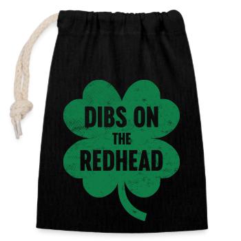 Dibs On Redhead - Closable cotton gift bag (14x20cm) - black - Front
