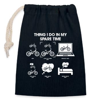 Croquis du temps libre à vélo - Sac cadeau en coton avec cordon (14 x 20 cm) - bleu marine - Devant