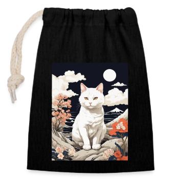 Asian Cat Cute Pet Love - Closable cotton gift bag (14x20cm) - black - Front