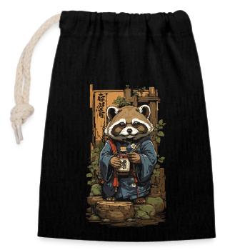 Chien viverrin saké japonais Art Vintage - Sac cadeau en coton avec cordon (14 x 20 cm) - noir - Devant