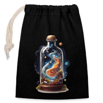 Univers en bouteille Esthétique de Style Bohème - Sac cadeau en coton avec cordon (14 x 20 cm) - noir - Devant