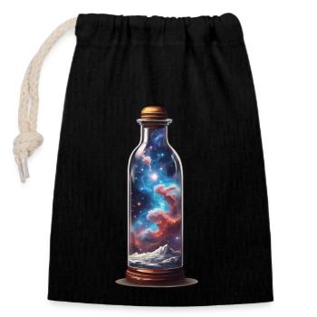 Univers en bouteille Esthétique de Style Bohème - Sac cadeau en coton avec cordon (14 x 20 cm) - noir - Devant