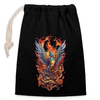 Créature mythique emblématique Phoenix Bird Streetwear - Sac cadeau en coton avec cordon (14 x 20 cm) - noir - Devant