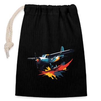 Modellflugzeug Pilot Flugzeug Hobby - Verschließbarer Geschenkbeutel aus Baumwolle (14x20cm) - Schwarz - Vorne