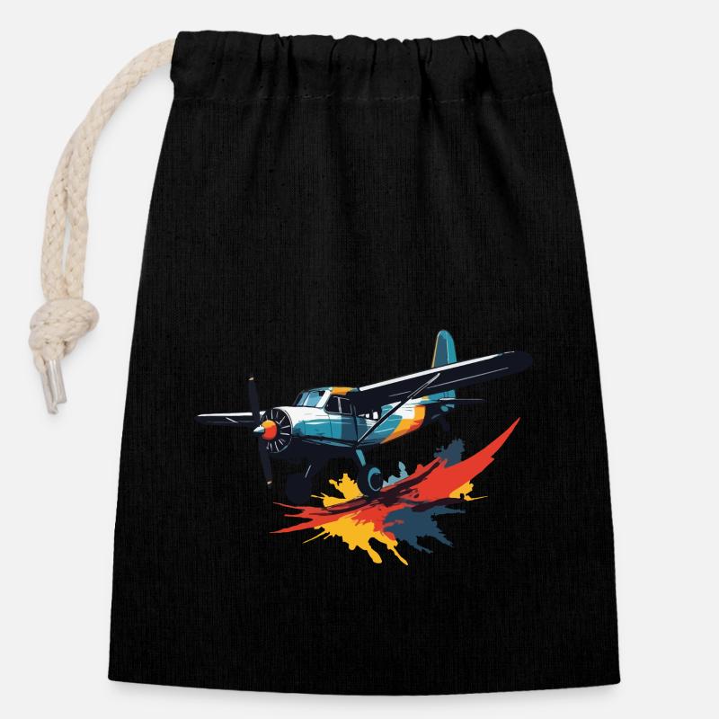 Maquette Avion Pilote Avion Hobby - Sac cadeau en coton avec cordon (14 x 20 cm) - noir