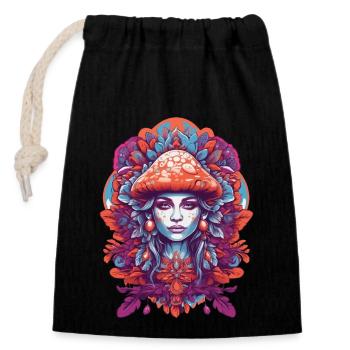 Feather Mandala Spiritual Design Dream Catcher - Closable cotton gift bag (14x20cm) - black - Front
