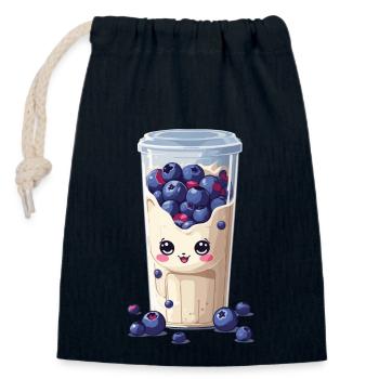Blaubeeren Niedlicher Milchshake Kawaii Spaß - Verschließbarer Geschenkbeutel aus Baumwolle (14x20cm) - Navy - Vorne