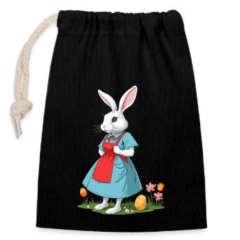 Krankenschwester Hase Osterhase Krankenpflegerin - Verschließbarer Geschenkbeutel aus Baumwolle (14x20cm) - Schwarz - Vorne