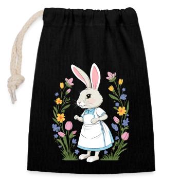 Krankenschwester Hase Osterhase Krankenpflegerin - Verschließbarer Geschenkbeutel aus Baumwolle (14x20cm) - Schwarz - Vorne