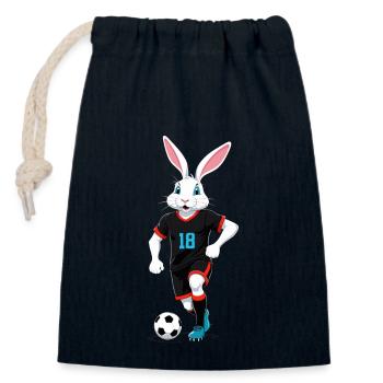 Easter Bunny Soccer Player Easter Soccer Design - Closable cotton gift bag (14x20cm) - navy - Front