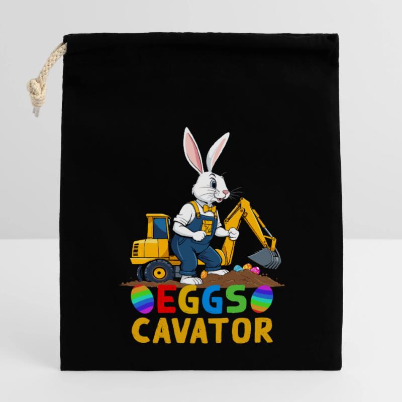 Funny Easter Saying Easter Bunny Excavator Driver Closable cotton gift bag (14x20cm)