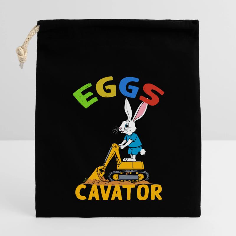 Funny Easter Saying Easter Bunny Excavator Driver Closable cotton gift bag (14x20cm)