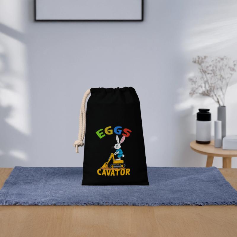Funny Easter Saying Easter Bunny Excavator Driver Closable cotton gift bag (14x20cm)