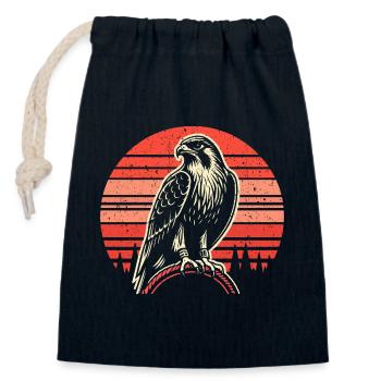 Fauconnerie Vintage rétro - Idées cadeaux volantes - Sac cadeau en coton avec cordon (14 x 20 cm) - bleu marine - Devant