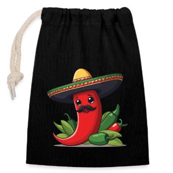 Aesthetic Chili Pepper Chili Streetwear Hot - Closable cotton gift bag (14x20cm) - black - Front