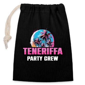 Teneriffa Party Crew Urlaub Spruch - Verschließbarer Geschenkbeutel aus Baumwolle (14x20cm) - Schwarz - Vorne
