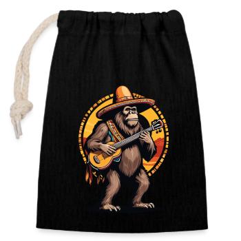 Bigfoot Mexican Mariachi Guitarist Fiesta - Closable cotton gift bag (14x20cm) - black - Front