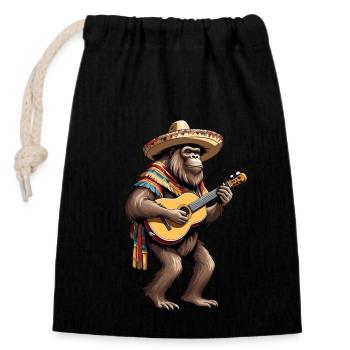 Bigfoot Mexikanischer Mariachi Gitarrist Fiesta - Verschließbarer Geschenkbeutel aus Baumwolle (14x20cm) - Schwarz - Vorne