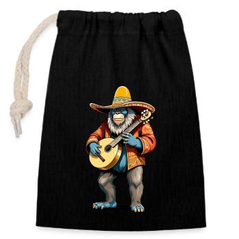Bigfoot Mexikanischer Mariachi Gitarrist Fiesta - Verschließbarer Geschenkbeutel aus Baumwolle (14x20cm) - Schwarz - Vorne