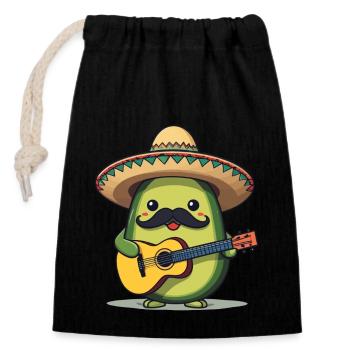 Avocado Mexikanischer Mariachi Gitarren Fiesta - Verschließbarer Geschenkbeutel aus Baumwolle (14x20cm) - Schwarz - Vorne