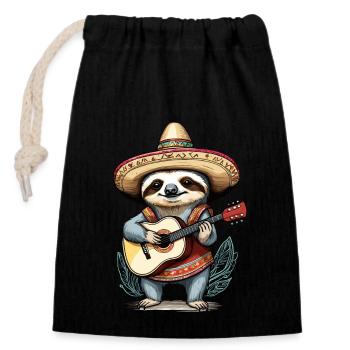 Faultier Mariachi Mexiko Musik Fiesta - Verschließbarer Geschenkbeutel aus Baumwolle (14x20cm) - Schwarz - Vorne