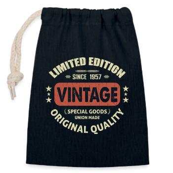 Jahrgang 1957 Retro 1957 Geburtstagsgeschenk - Verschließbarer Geschenkbeutel aus Baumwolle (14x20cm) - Navy - Vorne