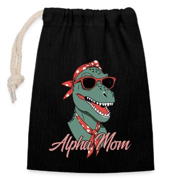 Maman alpha Drôle Dinosaure Iconique Maman - Sac cadeau en coton avec cordon (14 x 20 cm) - noir - Devant