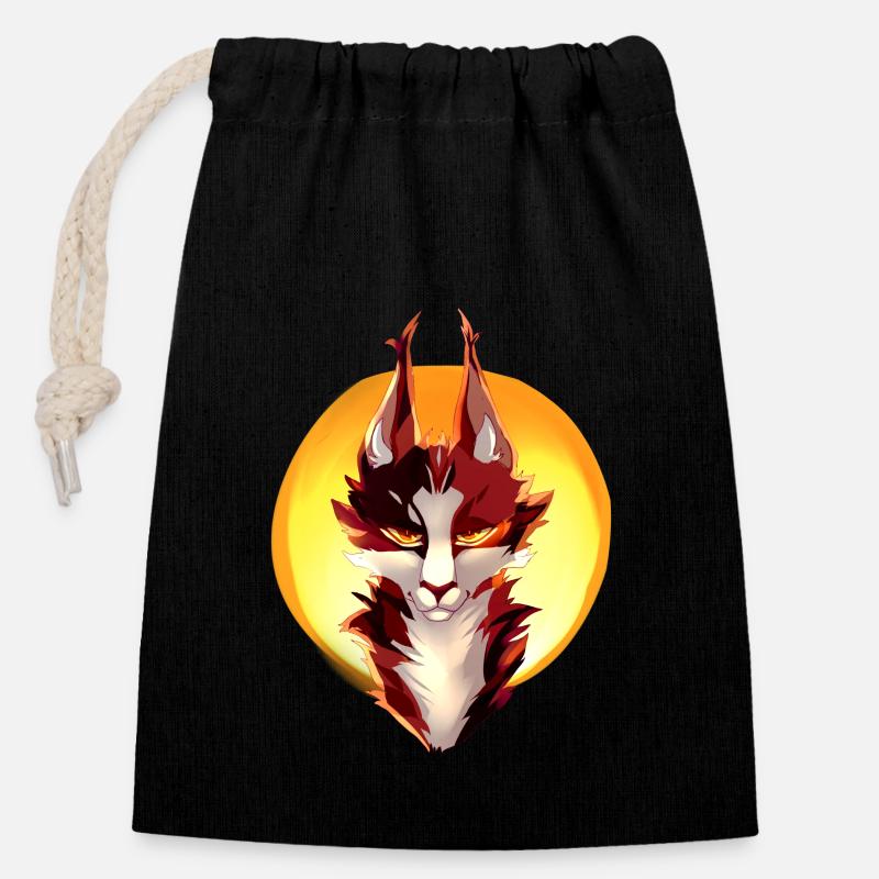 Sol Warrior Cats Cat Katzen Sonne schön Comic - Verschließbarer Geschenkbeutel aus Baumwolle (14x20cm) - Schwarz