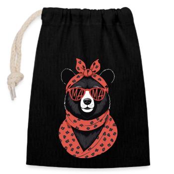 Funny Mama Bear Mother Bear Bear Lover - Closable cotton gift bag (14x20cm) - black - Front