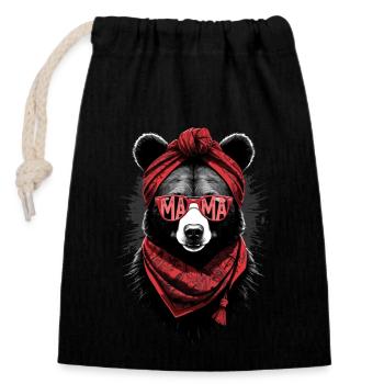 Funny Mama Bear Mother Bear Bear Lover - Closable cotton gift bag (14x20cm) - black - Front