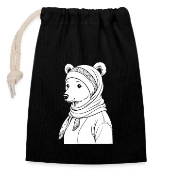 Funny Mama Bear Mother Bear Bear Lover - Closable cotton gift bag (14x20cm) - black - Front