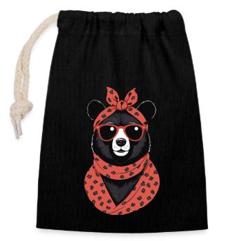 Funny Mama Bear Mother Bear Bear Lover - Closable cotton gift bag (14x20cm) - black - Front