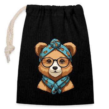 Funny Mama Bear Mother Bear Bear Lover - Closable cotton gift bag (14x20cm) - black - Front