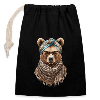 Funny Mama Bear Mother Bear Bear Lover - Closable cotton gift bag (14x20cm) - black - Front