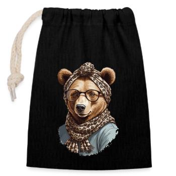 Funny Mama Bear Mother Bear Bear Lover - Closable cotton gift bag (14x20cm) - black - Front