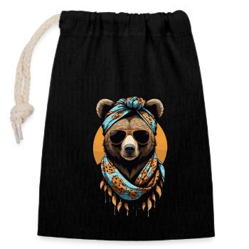 Funny Mama Bear Mother Bear Bear Lover - Closable cotton gift bag (14x20cm) - black - Front