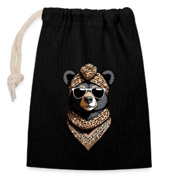 Funny Mama Bear Mother Bear Bear Lover - Closable cotton gift bag (14x20cm) - black - Front