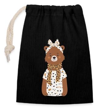 Funny Mama Bear Mother Bear Bear Lover - Closable cotton gift bag (14x20cm) - black - Front