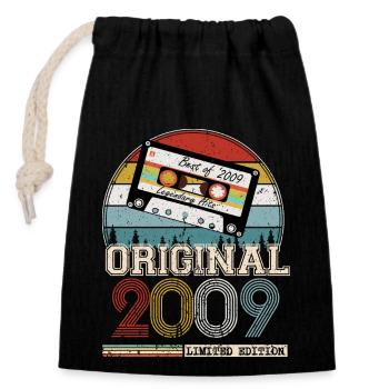Vintage 2009 15 Year Anniversary Gift - Closable cotton gift bag (14x20cm) - black - Front
