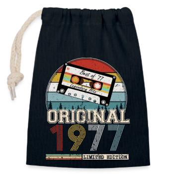 Vintage 1977 Cadeau Anniversaire 47 ans - Sac cadeau en coton avec cordon (14 x 20 cm) - bleu marine - Devant
